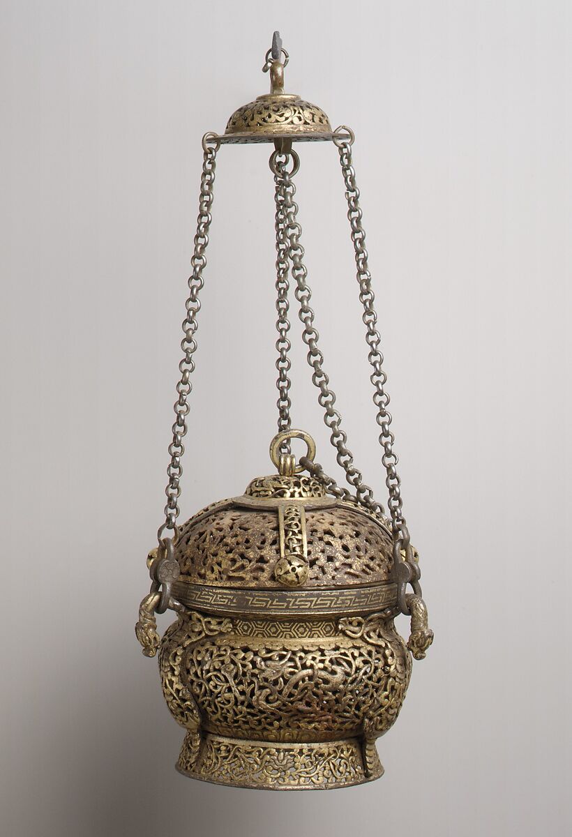 Ritual Censer, Iron inlaid with gold, Tibet 