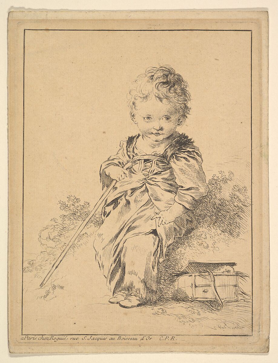 Child Holding Staff, François Boucher (French, Paris 1703–1770 Paris), Etching; third state of three (Jean-Richard) 