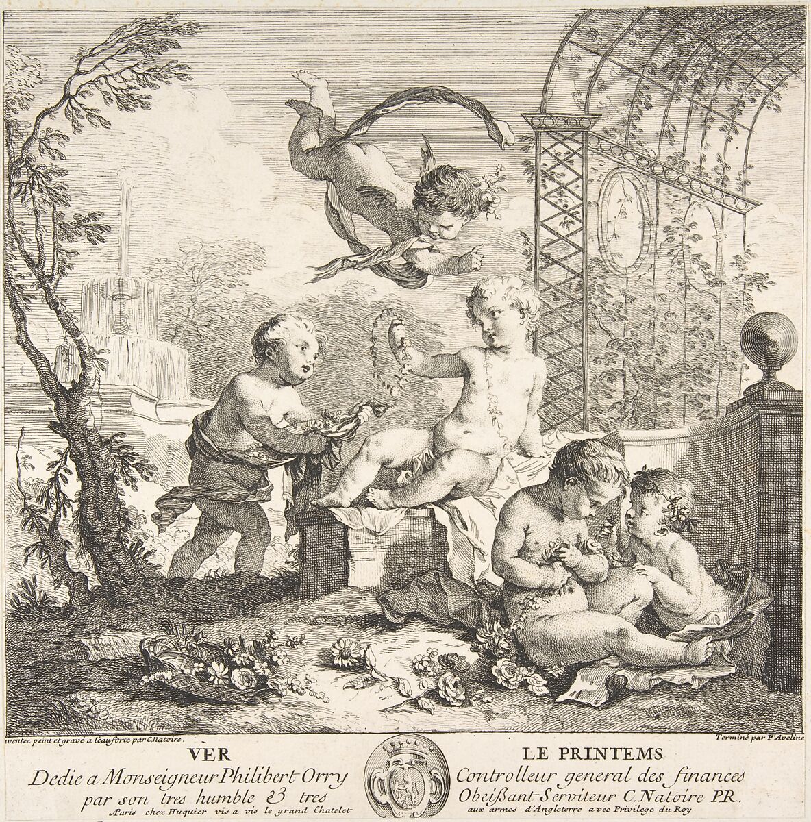 Spring, Charles Joseph Natoire (French, Nîmes 1700–1777 Castel Gandolfo), Etching with engraving 
