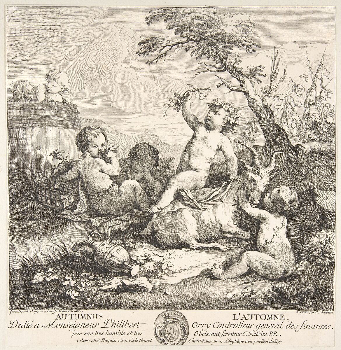 Fall, Charles Joseph Natoire (French, Nîmes 1700–1777 Castel Gandolfo), Etching with engraving 