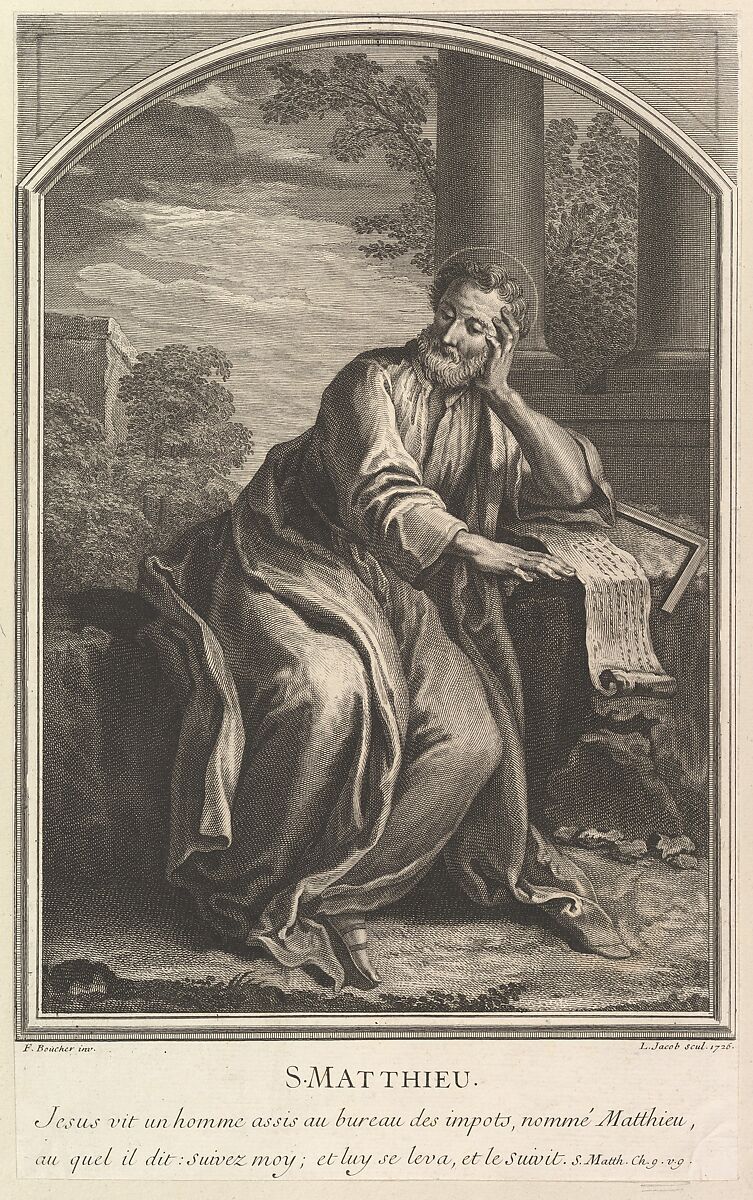 Saint Mathew, Louis Jacob (French, Lisieux 1712–1802 Paris), Etching and engraving 