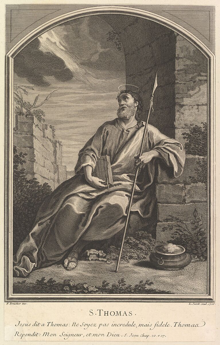 Saint Thomas, Louis Jacob (French, Lisieux 1712–1802 Paris), Etching and engraving 