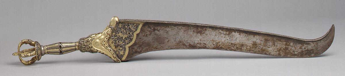 Vajra Flaying Knife, Steel with gold and silver inlays, Eastern Tibet, Derge
