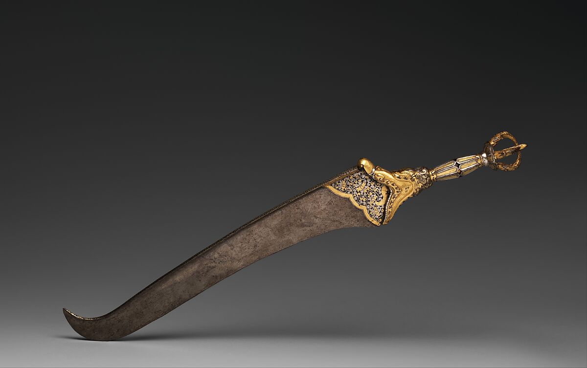 Vajra Flaying Knife, Steel inlaid with gold and silver, Eastern Tibet, Derge 