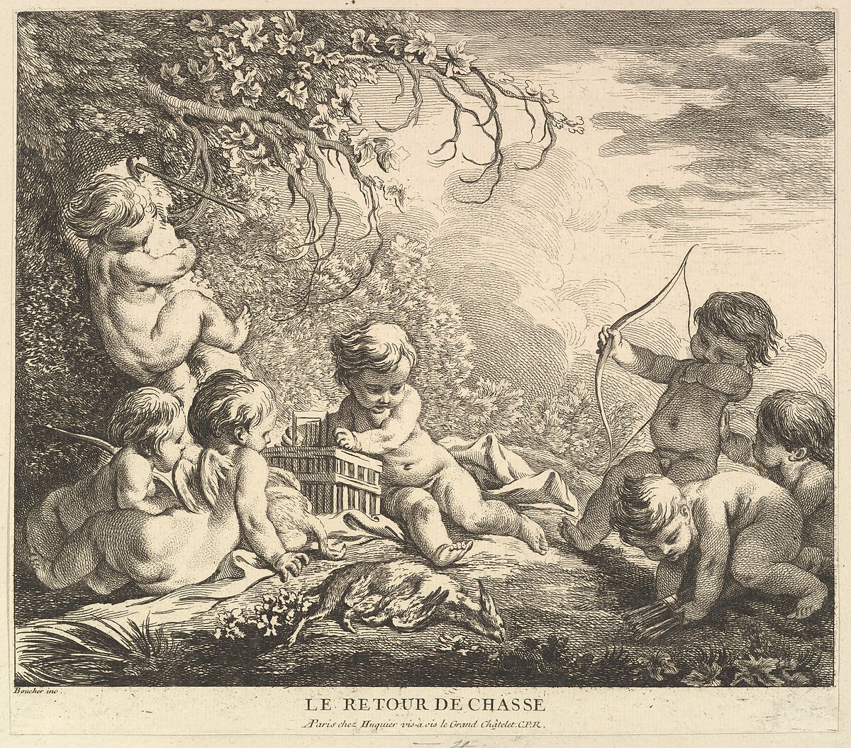 The Return from the Hunt, Pierre Alexandre Aveline (French, Paris 1702–1760 Paris), Etching and engraving 