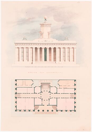 Design for a University (entrance facade and plan)