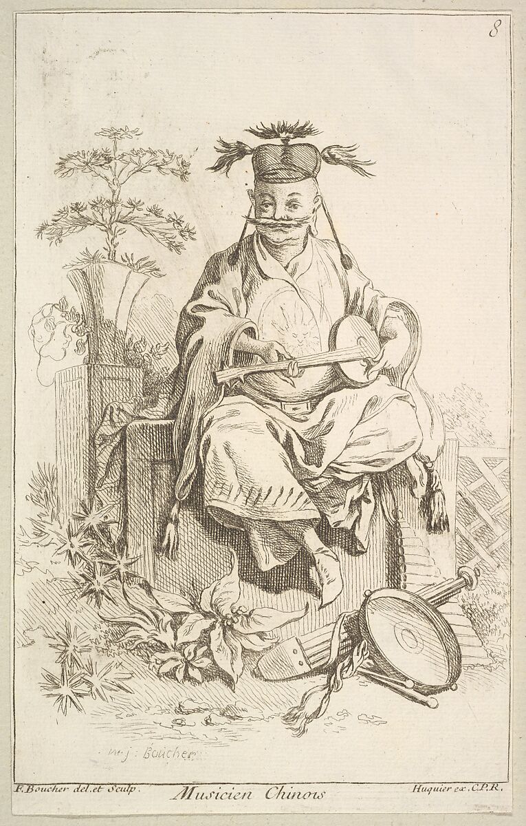 Chinese Musician, François Boucher (French, Paris 1703–1770 Paris), Etching 