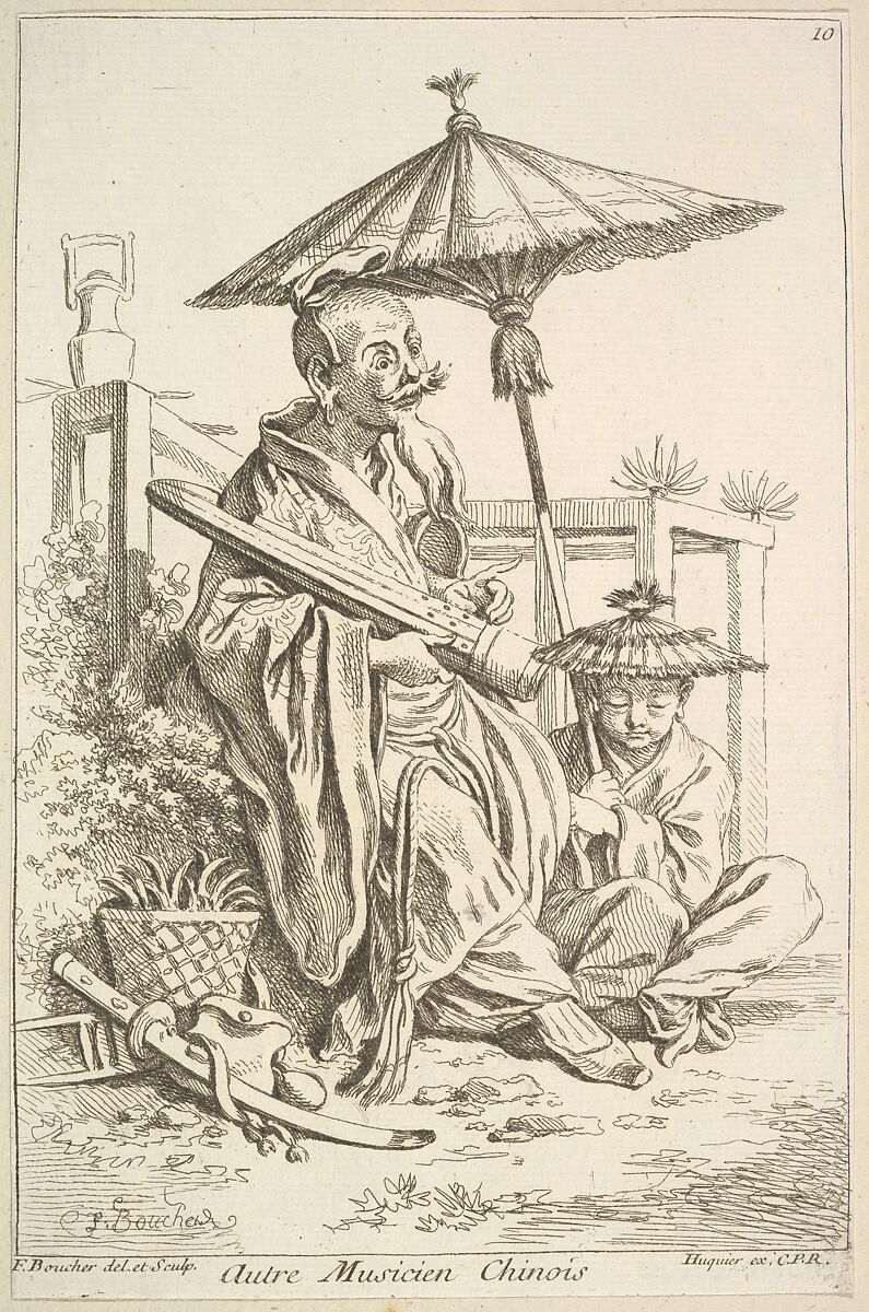 Another Chinese Musician, François Boucher (French, Paris 1703–1770 Paris), Etching 