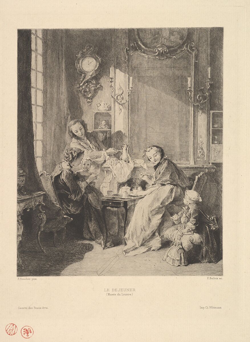 Breakfast, from "Gazette des Beaux-Arts", Emile Boilvin (French, Metz 1845–1899 Paris), Etching 