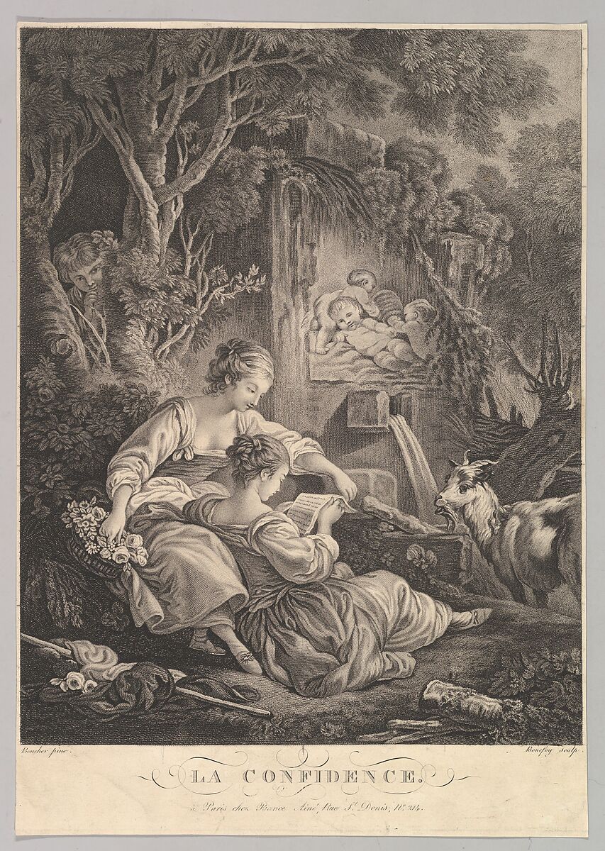 The Secret, Jacques Bonnefoy d&#39;Arles (French, Arles 1755–1828 Paris), Stipple engraving, first state 