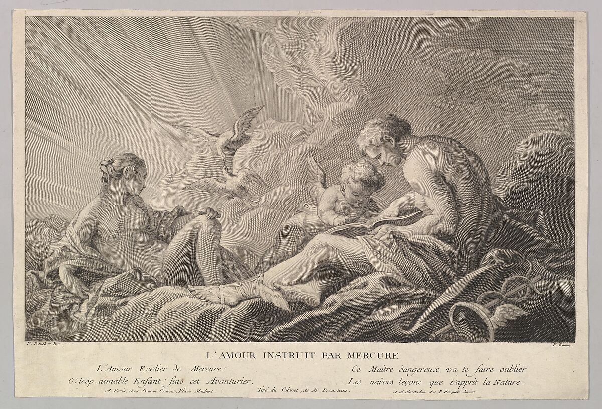 Cupid Instructed by Mercury, Pierre François Basan (French, Paris 1723–1797 Paris (?)), Engraving 