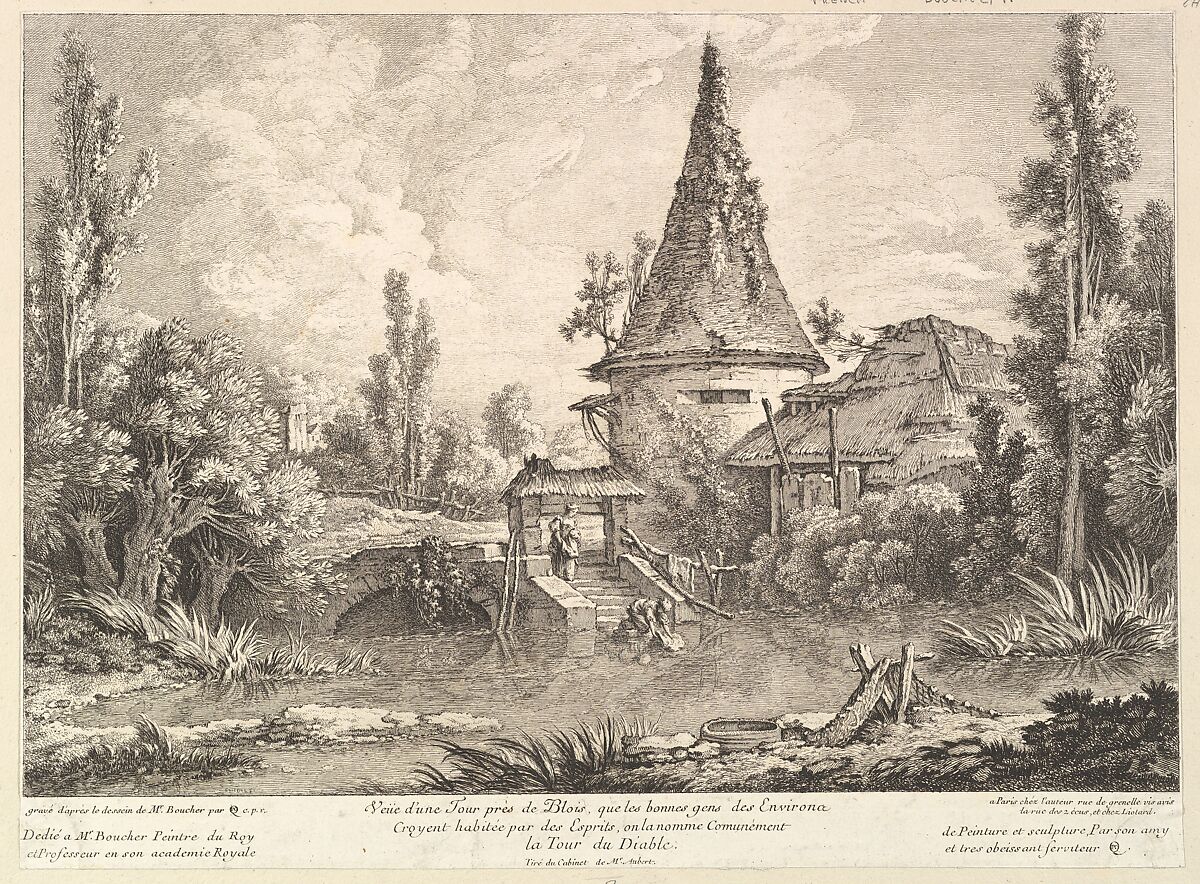 View of Tower near Blois, Quentin Pierre Chedel (French, Châlons-en-Champagne 1705–1763 Châlons-en-Champagne), Etching 