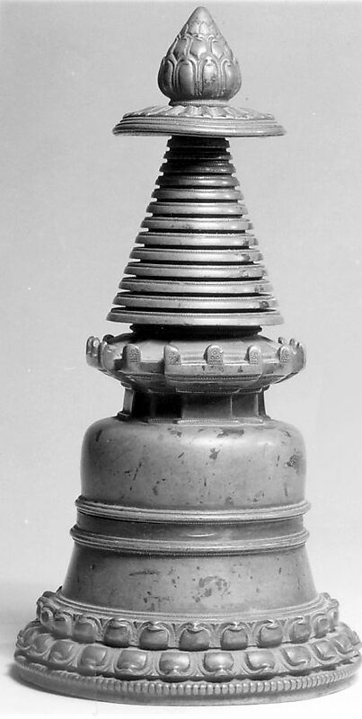 Stupa, Brass with relic contents, Tibet 