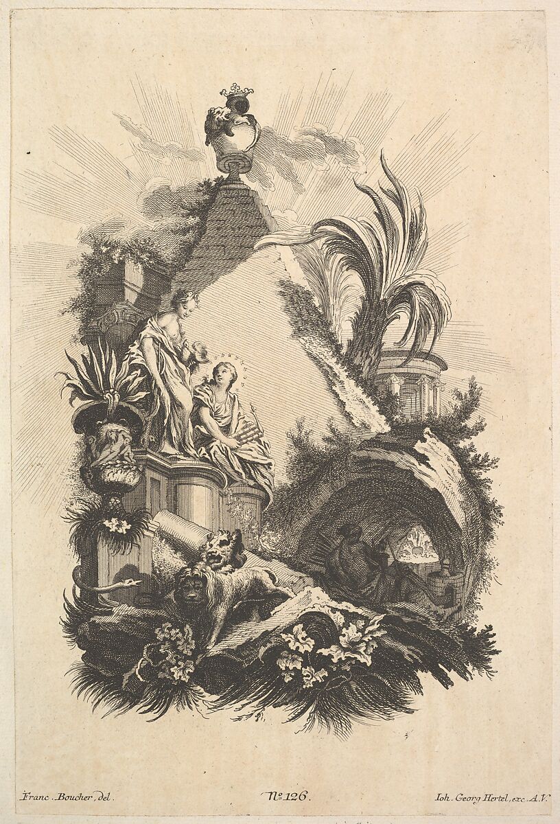 Frontispiece for Book of Cartouches, Johann Georg Hertel (German, Augsburg ca. 1700–1775 Augsburg), Etching and engraving (reverse copy) 