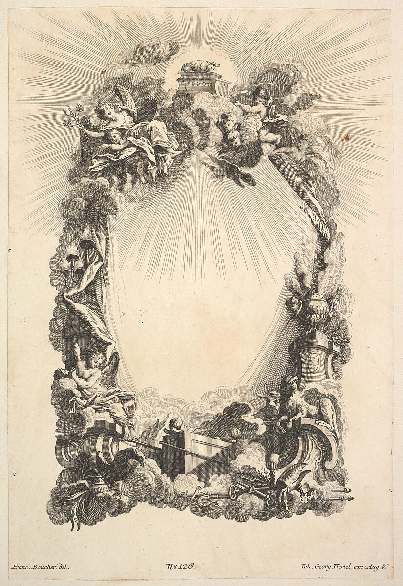 The Ark of the Covenant, from Book of Cartouches, Johann Georg Hertel (German, Augsburg ca. 1700–1775 Augsburg), Etching and engraving (reverse copy) 