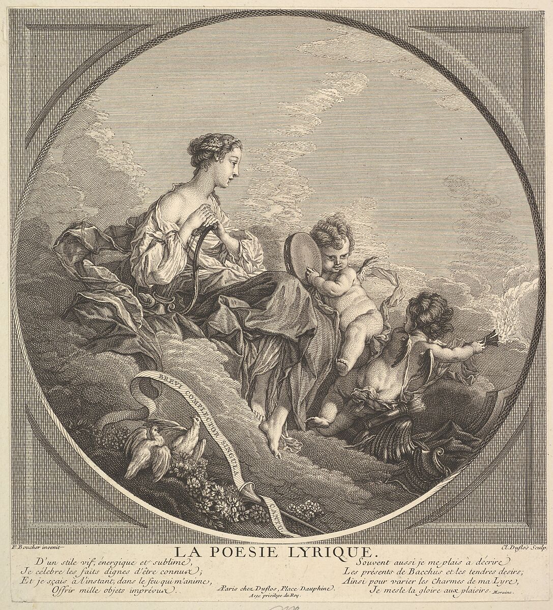 Lyrical Poetry, Claude Augustin Duflos le Jeune (French, Paris 1700–1786 Paris), Etching and engraving 
