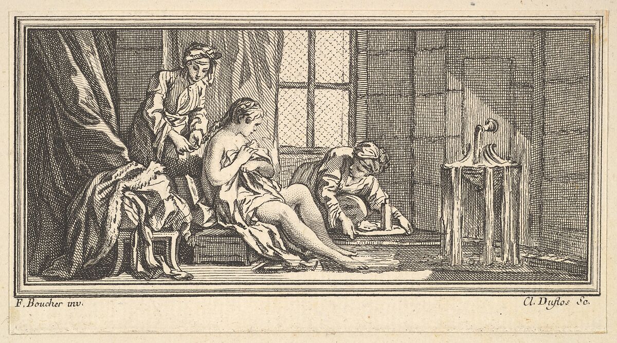 Sultana at Her Toilet, Claude Augustin Duflos le Jeune (French, Paris 1700–1786 Paris), Etching and engraving 