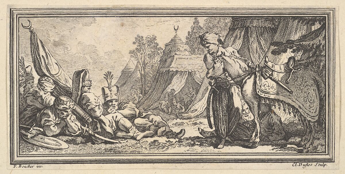 Turkish Soldiers Resting, Claude Augustin Duflos le Jeune (French, Paris 1700–1786 Paris), Etching and engraving 