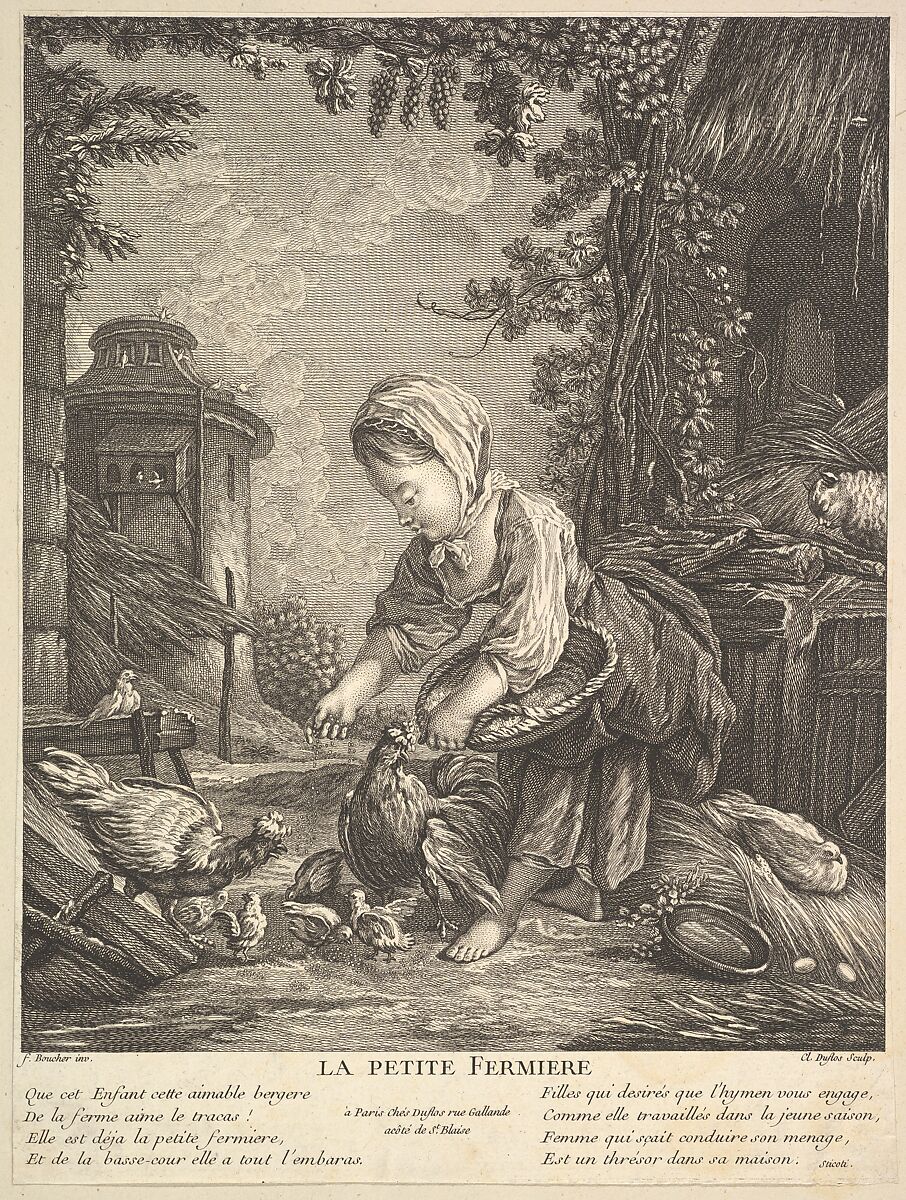 The Little Farm Girl, Claude Augustin Duflos le Jeune (French, Paris 1700–1786 Paris), Etching and engraving 