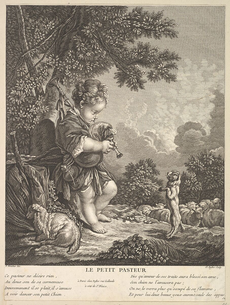 The Little Shepherd, Claude Augustin Duflos le Jeune (French, Paris 1700–1786 Paris), Etching and engraving 