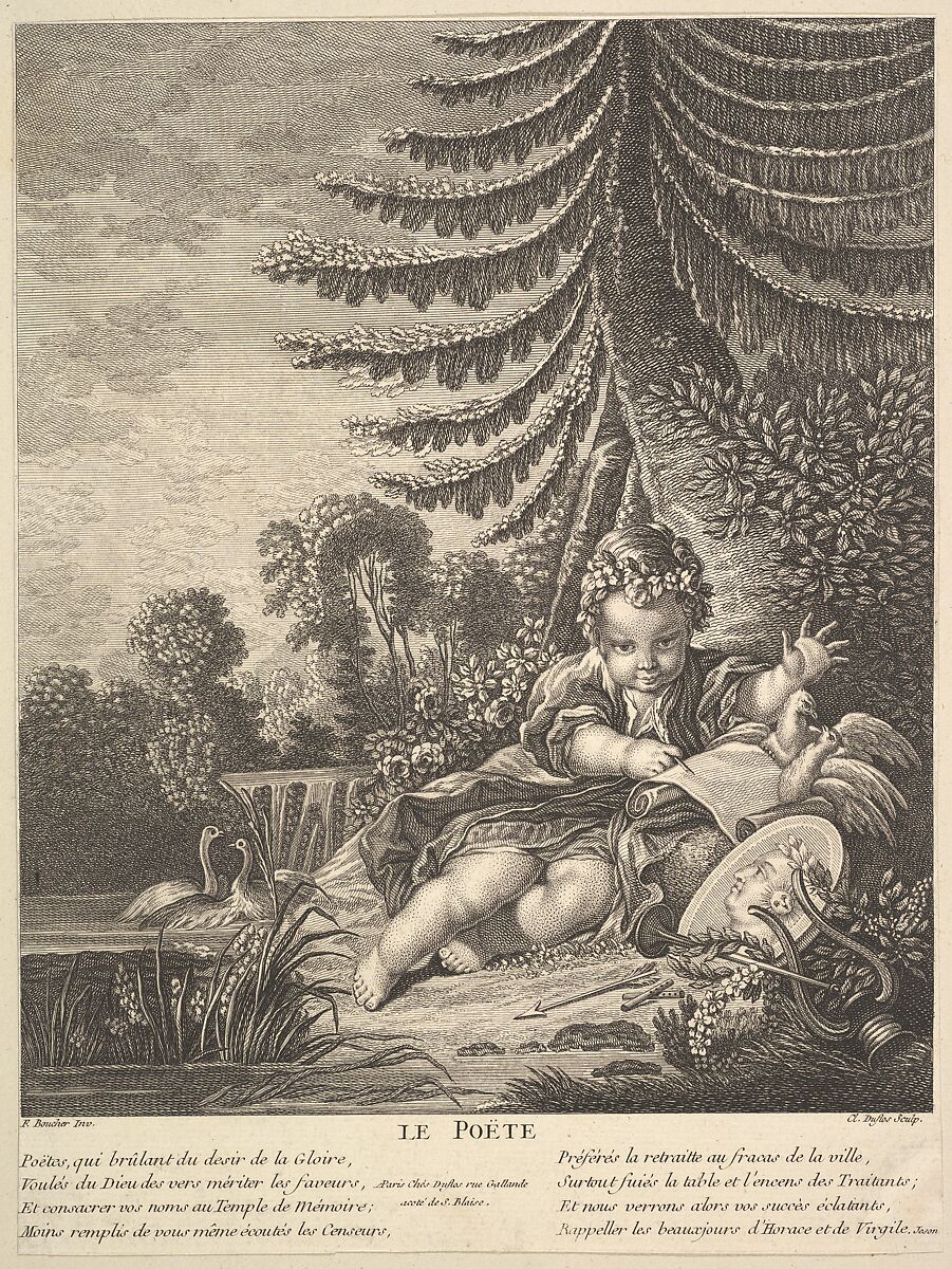 The Poet, Claude Augustin Duflos le Jeune (French, Paris 1700–1786 Paris), Etching and engraving 