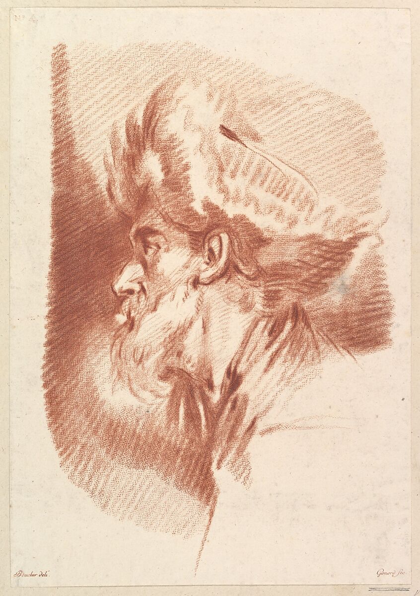 Untitled (Head Of A Man In Turban), François Gonord (French, St-Germain-la-Campagne 1756–1825 Paris), Crayon manner engraving printed in brown ink 