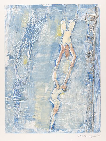 Trapeze Artists with Shadows, Mary Beth McKenzie (American, born Cleveland, Ohio, 1946), Monotype 