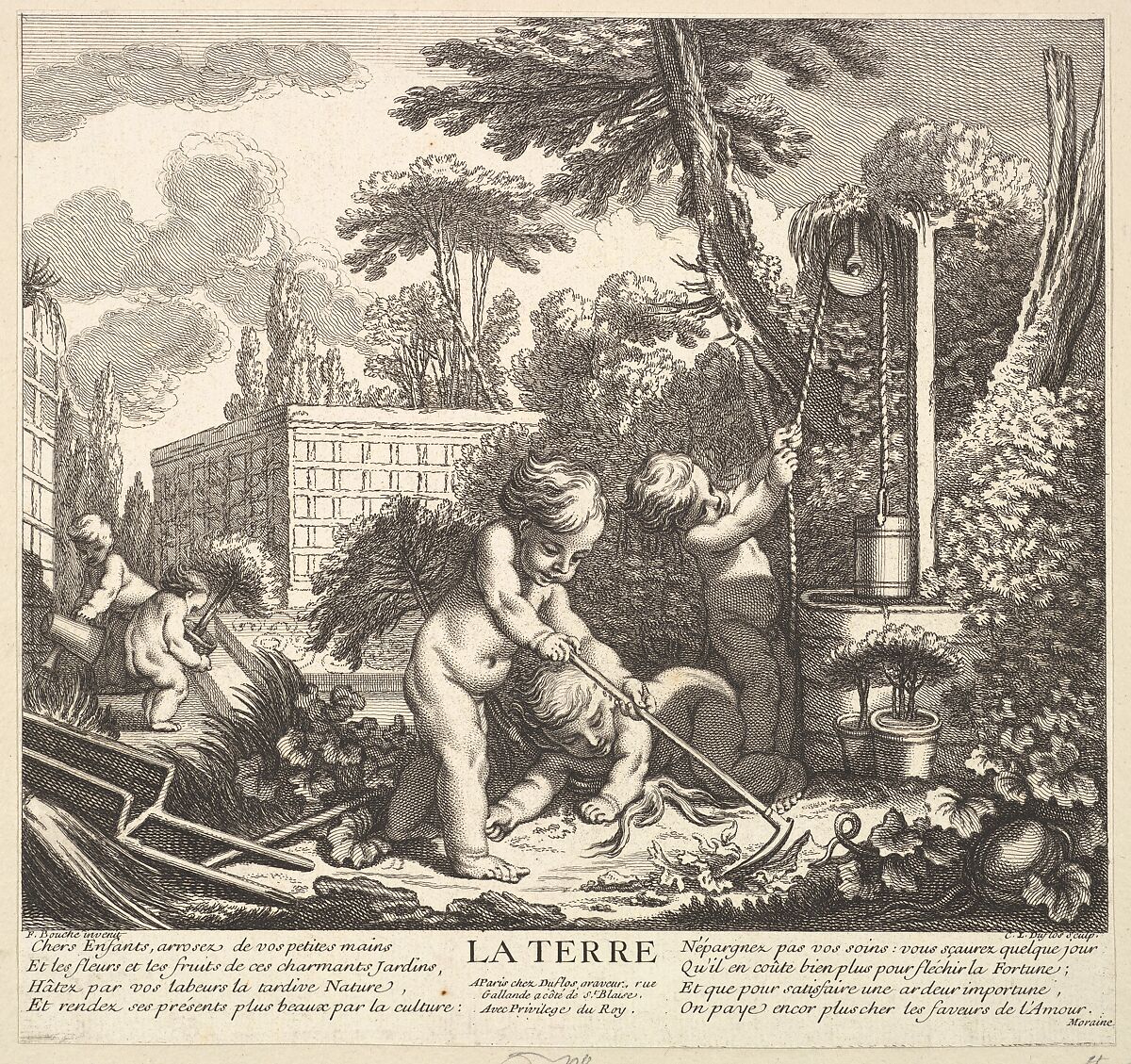 Earth, Claude Augustin Duflos le Jeune (French, Paris 1700–1786 Paris), Etching 