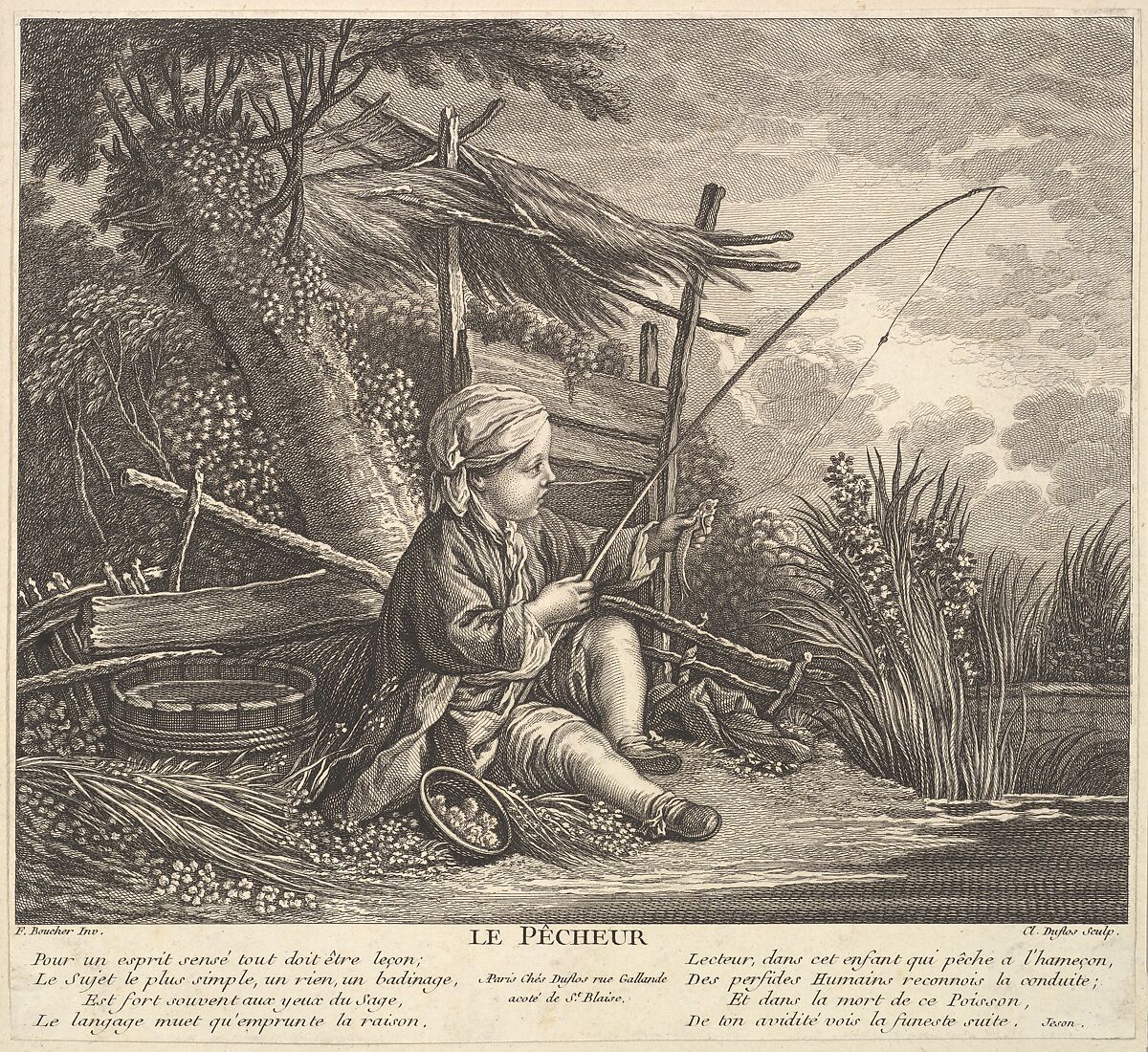 Fisherman, Claude Augustin Duflos le Jeune (French, Paris 1700–1786 Paris), Etching and engraving 