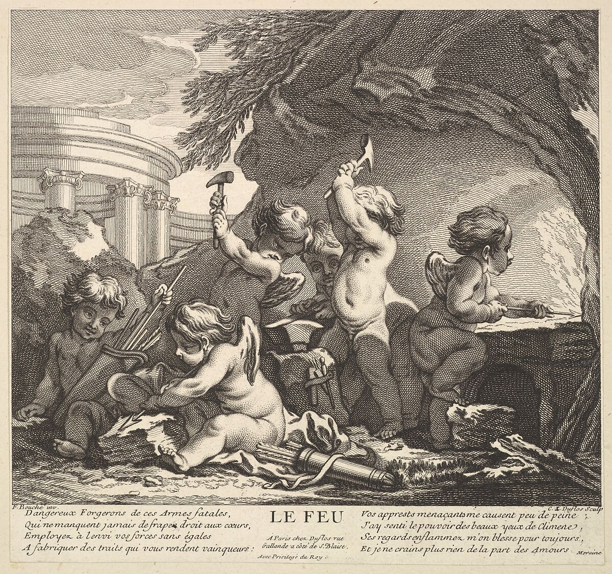 Fire, Claude Augustin Duflos le Jeune (French, Paris 1700–1786 Paris), Etching and engraving 