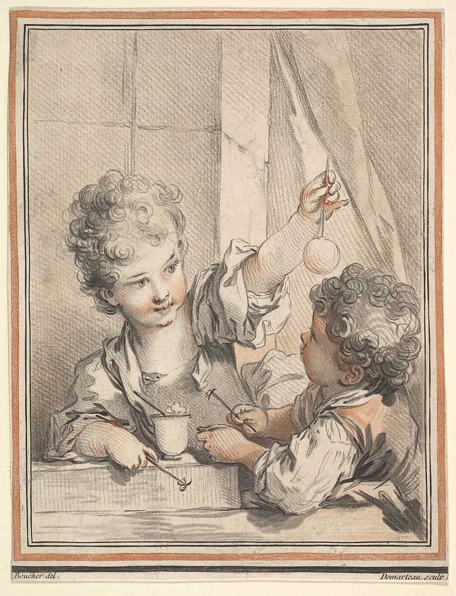 Les Enfants physiciens, Gilles Demarteau (French, Liège 1722–1776 Paris), Color chalk manner 