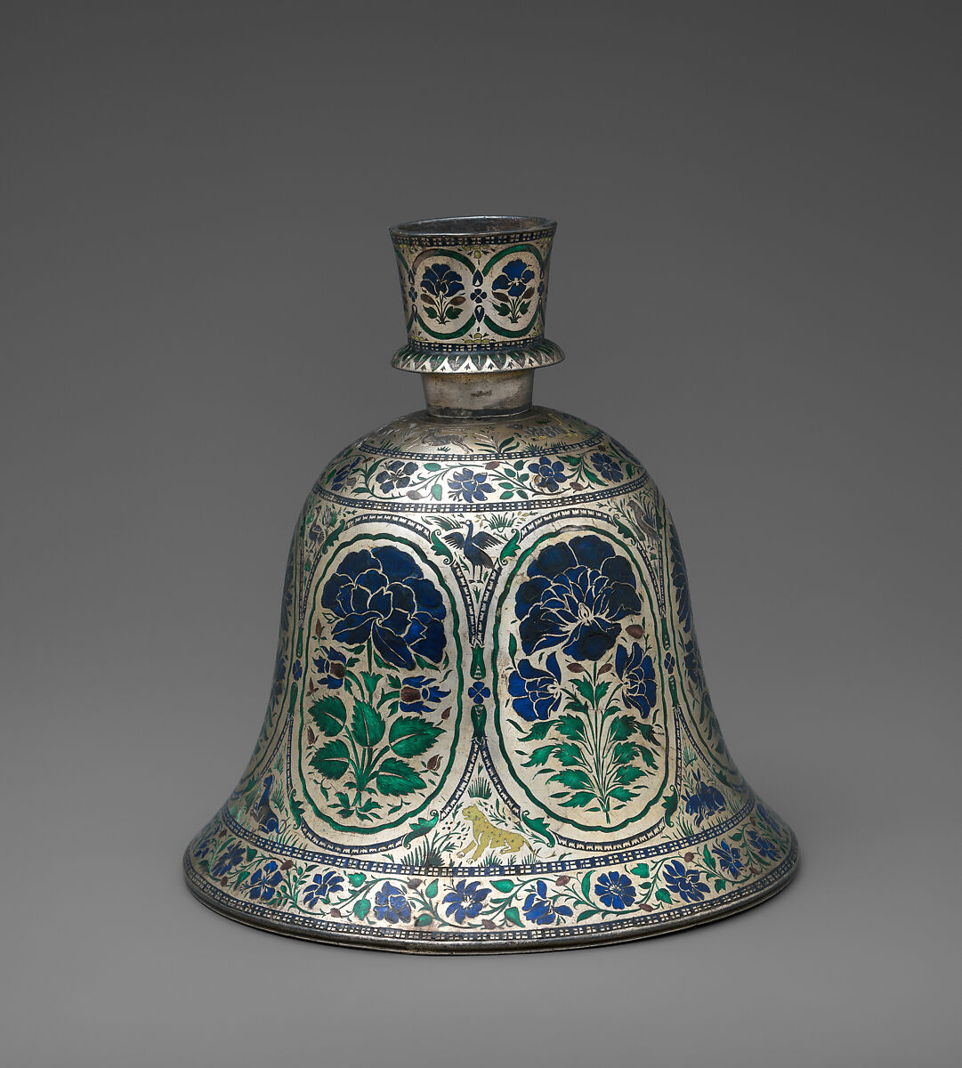 Huqqa Base, Silver with enamel, India (probably Lucknow) 