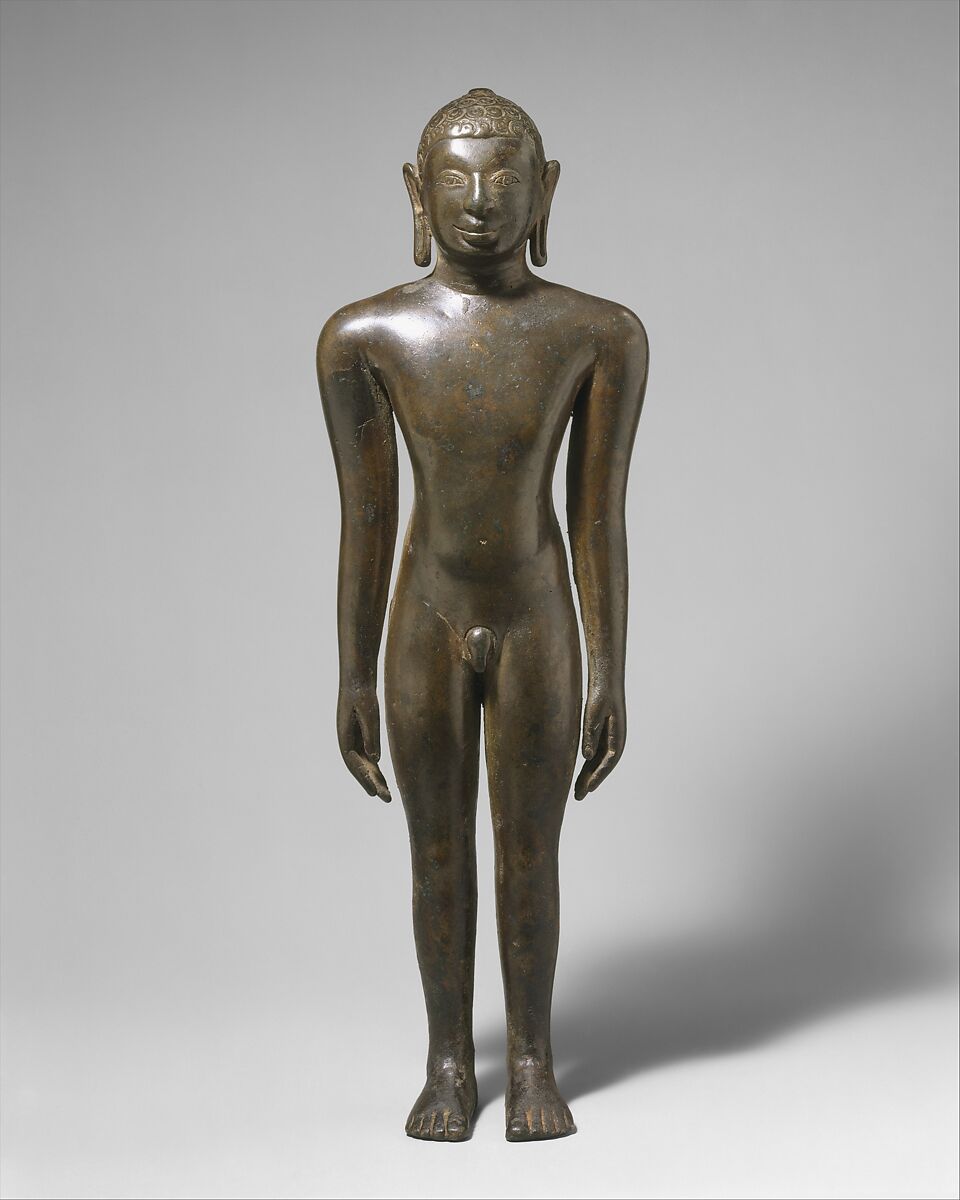 Jain Digambara Tirthanhara Standing in Kayotsarga Meditation Posture, Copper alloy, India (Karnataka) 