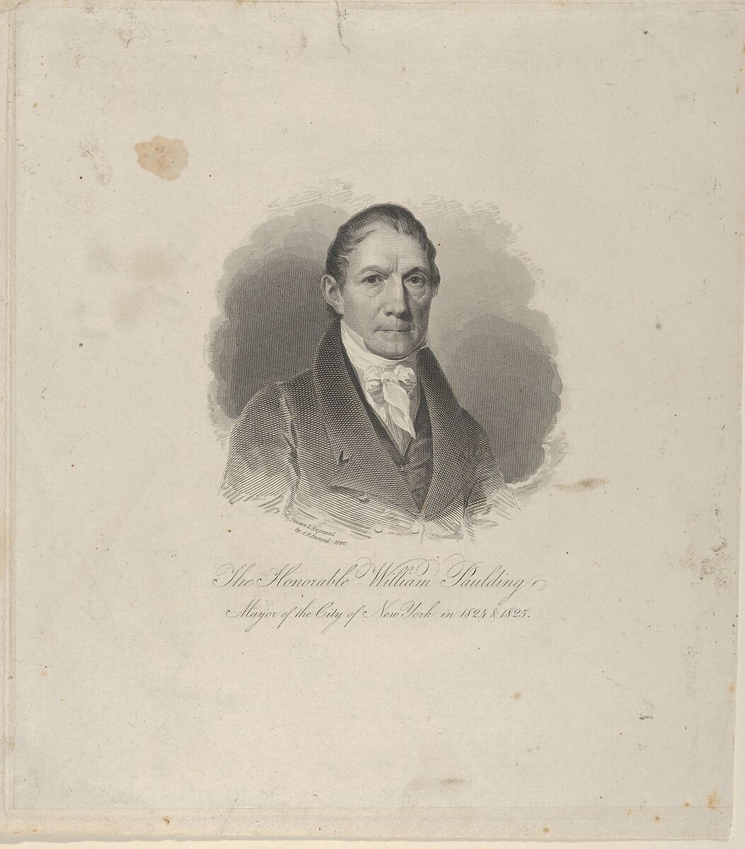Honorable Willam Paulding, Mayor of the City of New York, Asher Brown Durand (American, Jefferson, New Jersey 1796–1886 Maplewood, New Jersey), Engraving; only state 