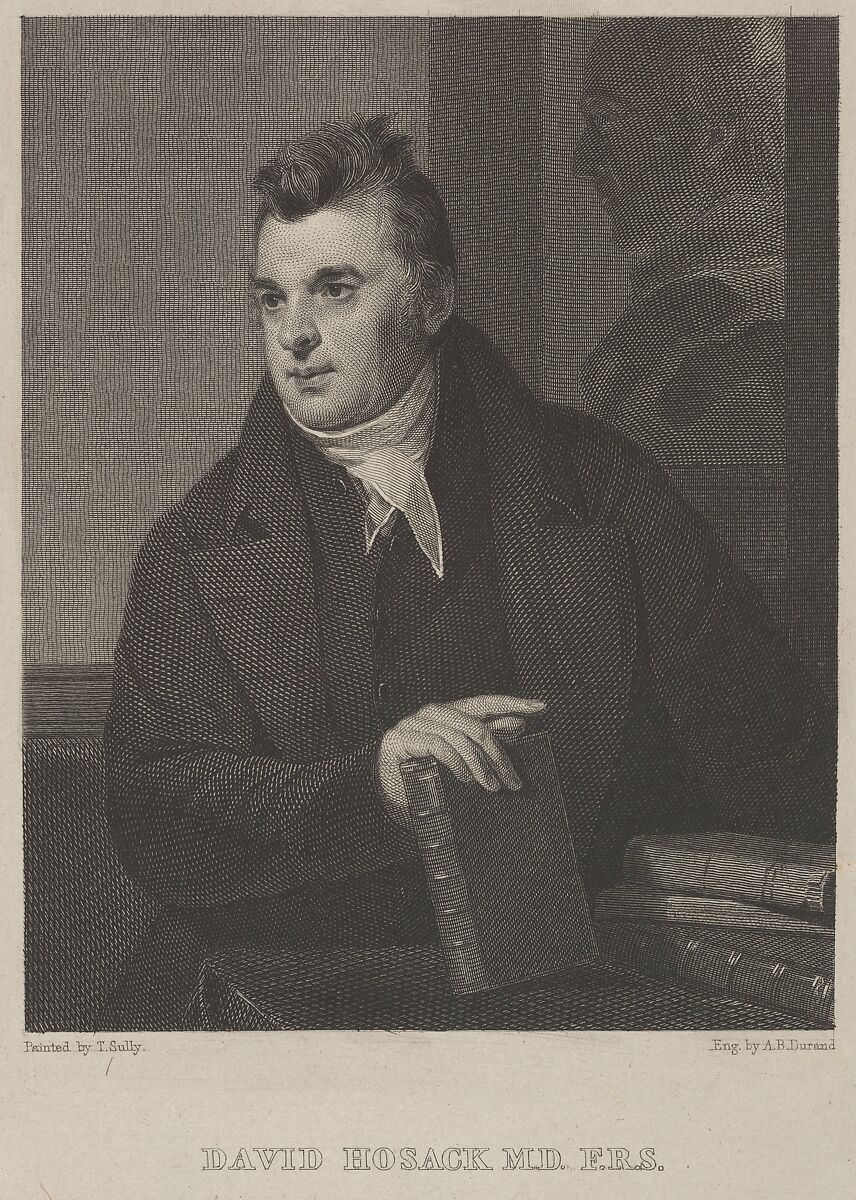 David Hosack, M.D., F.R.S., Asher Brown Durand (American, Jefferson, New Jersey 1796–1886 Maplewood, New Jersey), Engraving on chine collé; second state of two 