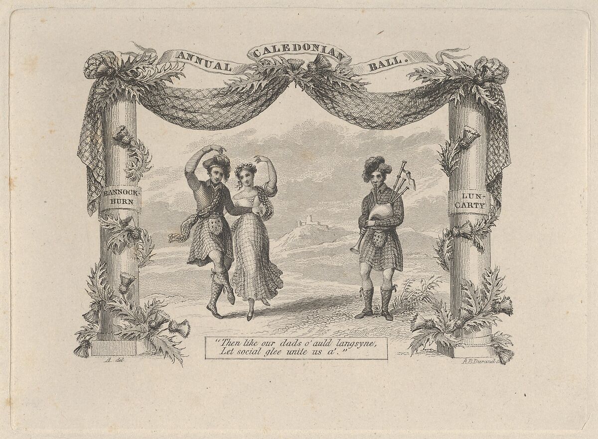 Annual Caledonian Ball Ticket, Asher Brown Durand (American, Jefferson, New Jersey 1796–1886 Maplewood, New Jersey), Engraving; second state of two 