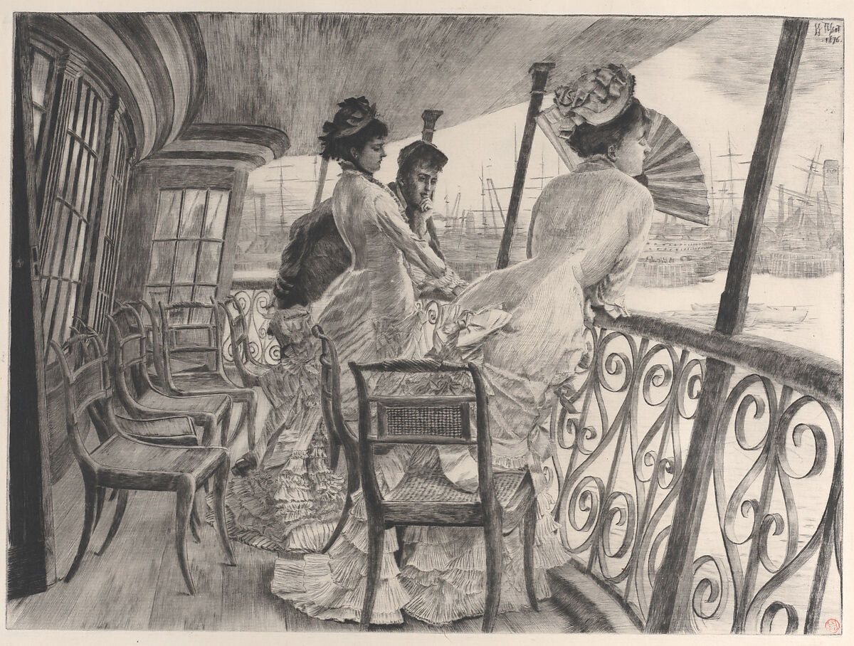 The Gallery of H.M.S. Calcutta (Souvenir of a Ball on Shipboard) (La galerie du "Calcutta" (Souvenir d'un bal à bord), James Tissot (French, Nantes 1836–1902 Chenecey-Buillon), Drypoint 