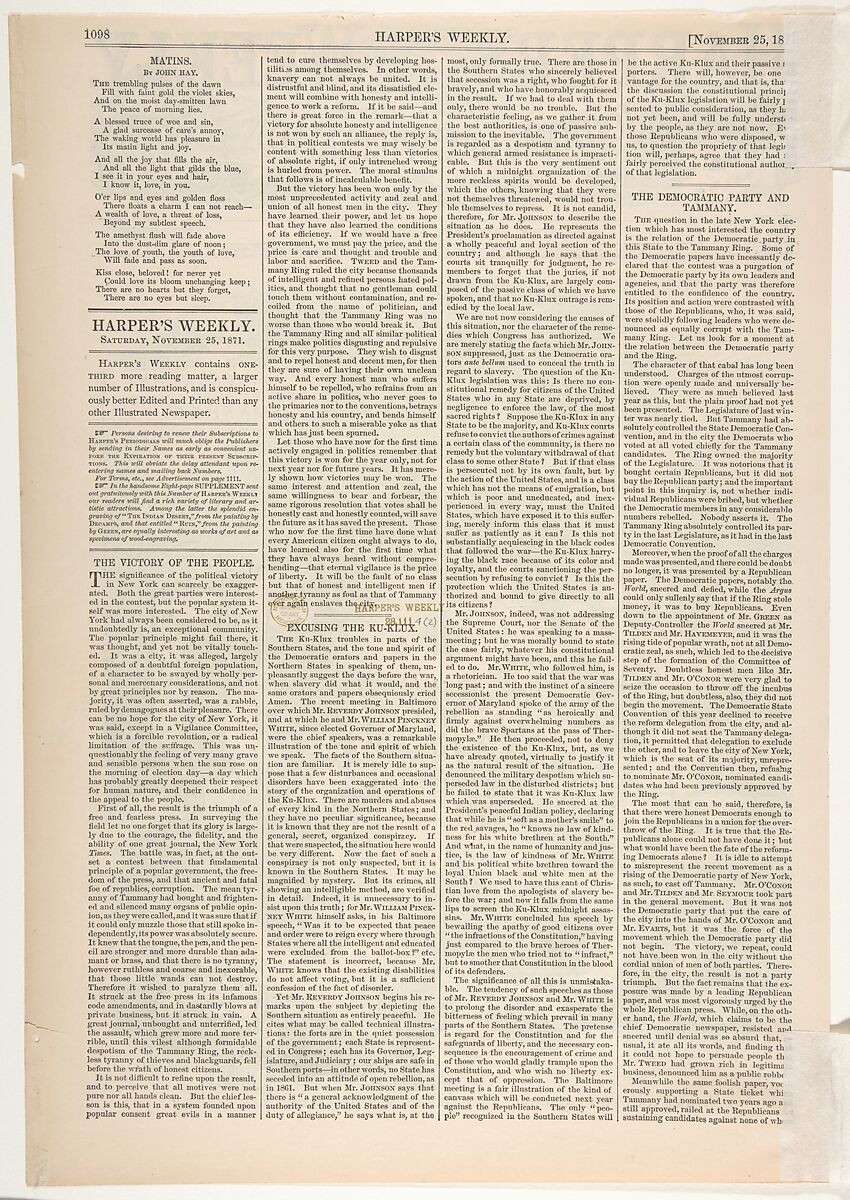 "What Are You Laughing At? To the Victor Belong the Spoils" (from "Harper's Weekly," vol. 15, p. 1097), After Thomas Nast (American (born Germany), Landau 1840–1902 Guayaquil), Wood engraving