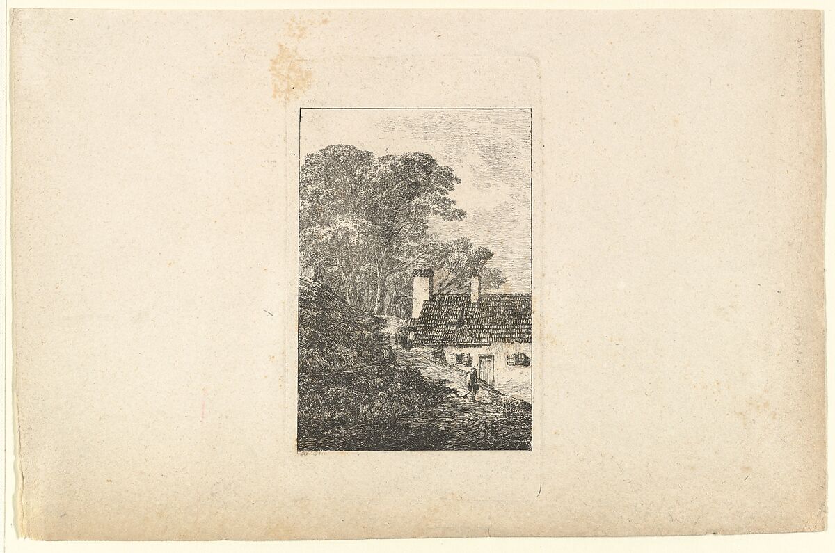 House on a Hillside, Domenico Quaglio II (German, Munich 1787–1837 Hohenschwangau, near Füssen), Etching 