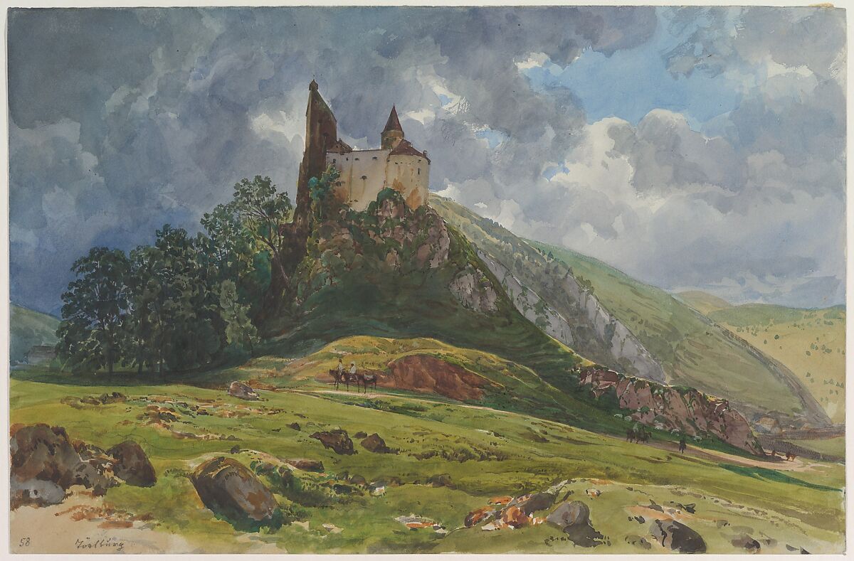 Ruin of Burg Schachenstein at Thörl in Styria, Thomas Ender (Austrian, Vienna 1793–1875 Vienna), Watercolor, over graphite (?) 