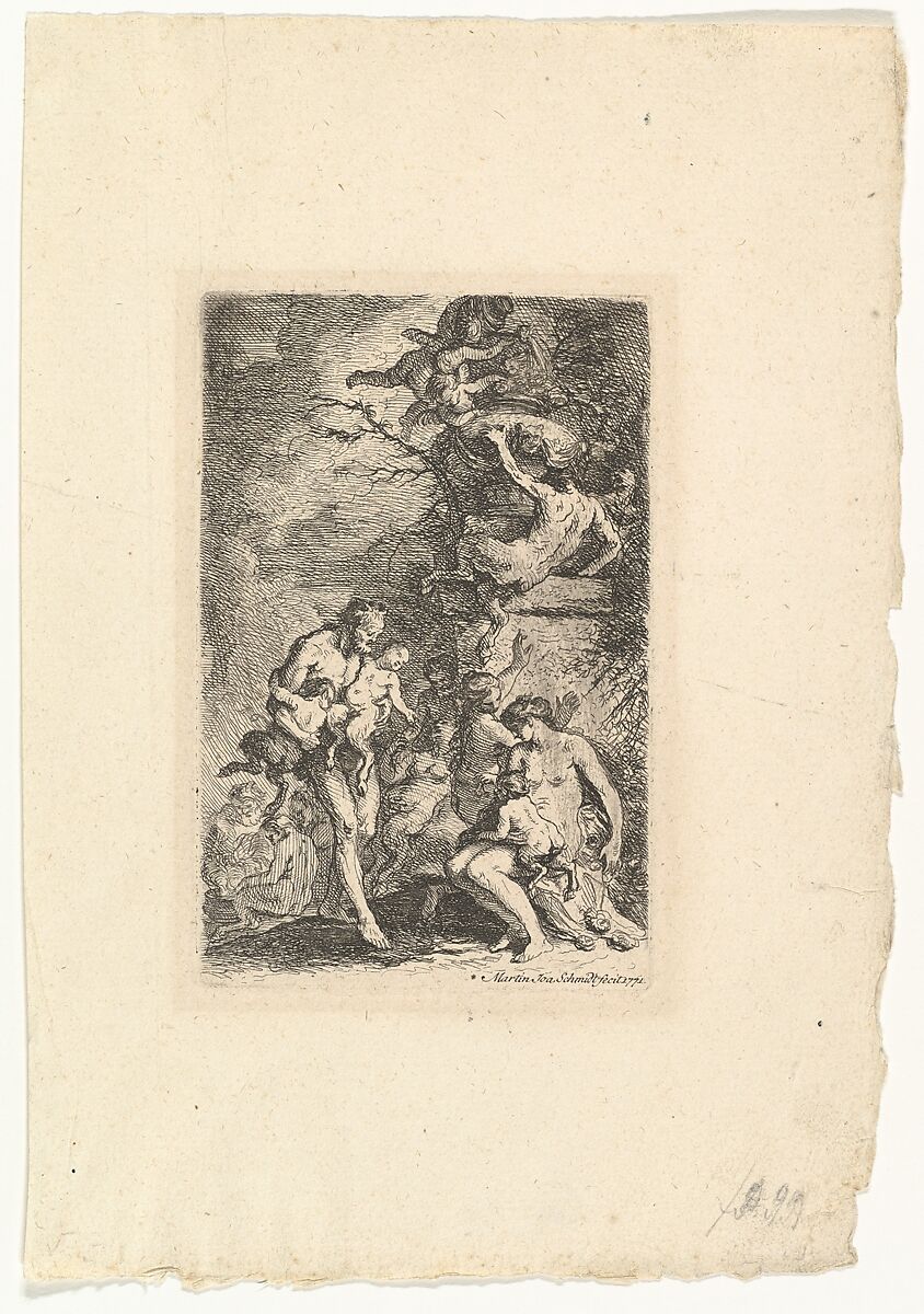 The Rearing of Satyrs' Children, Martin Johann Schmidt (Austrian, Grafenwörth 1718–1801 Stein), Etching 