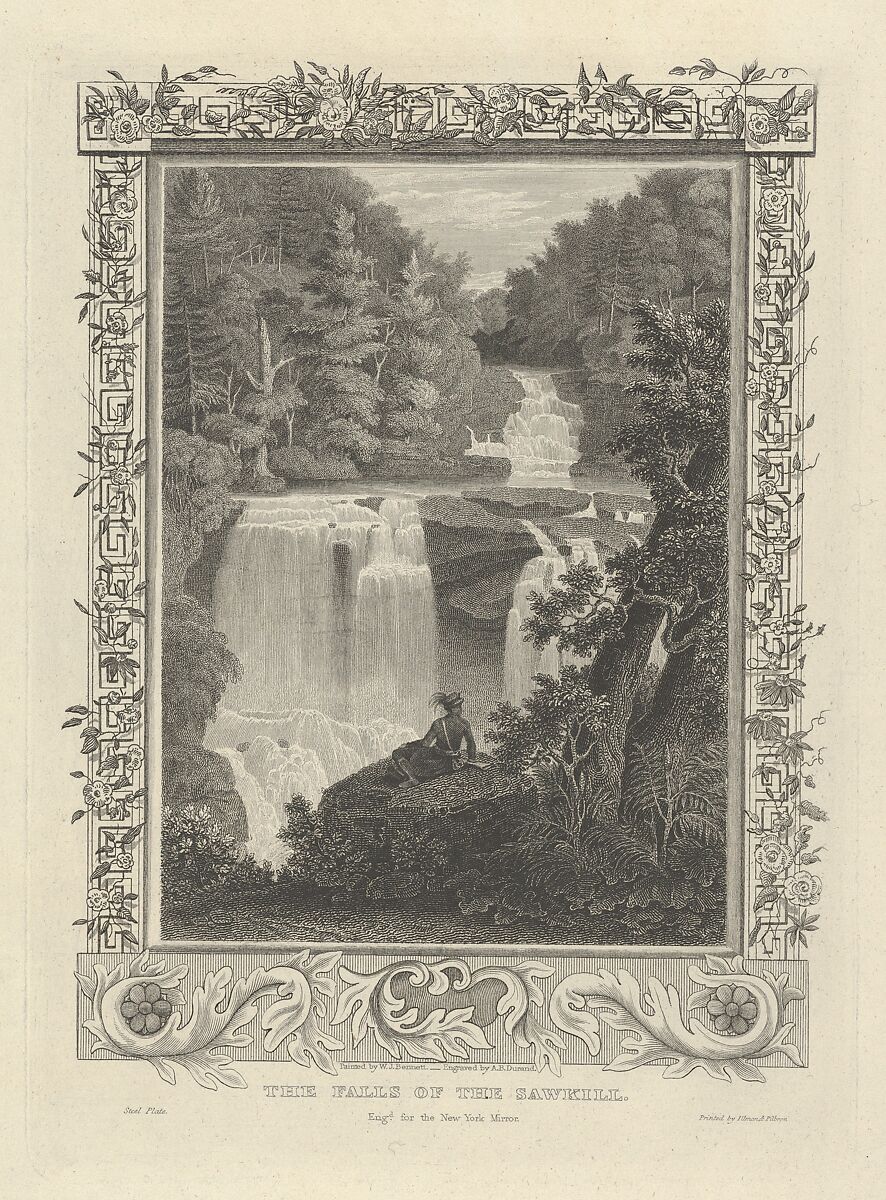 The Falls of the Sawkill, Asher Brown Durand (American, Jefferson, New Jersey 1796–1886 Maplewood, New Jersey), Steel engraving 