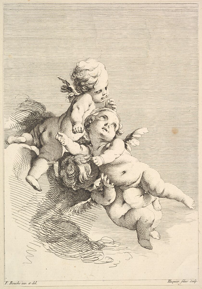 Three Cupids, Jacques Gabriel Huquier (French, Paris 1730–1805 Shrewsbury), Etching and engraving 