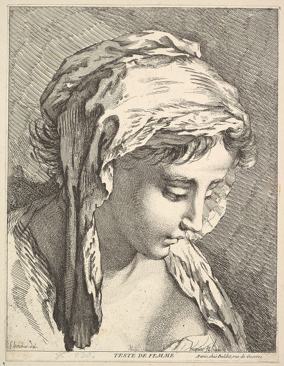 Head of a Woman, Jacques Gabriel Huquier (French, Paris 1730–1805 Shrewsbury), Etching and engraving 