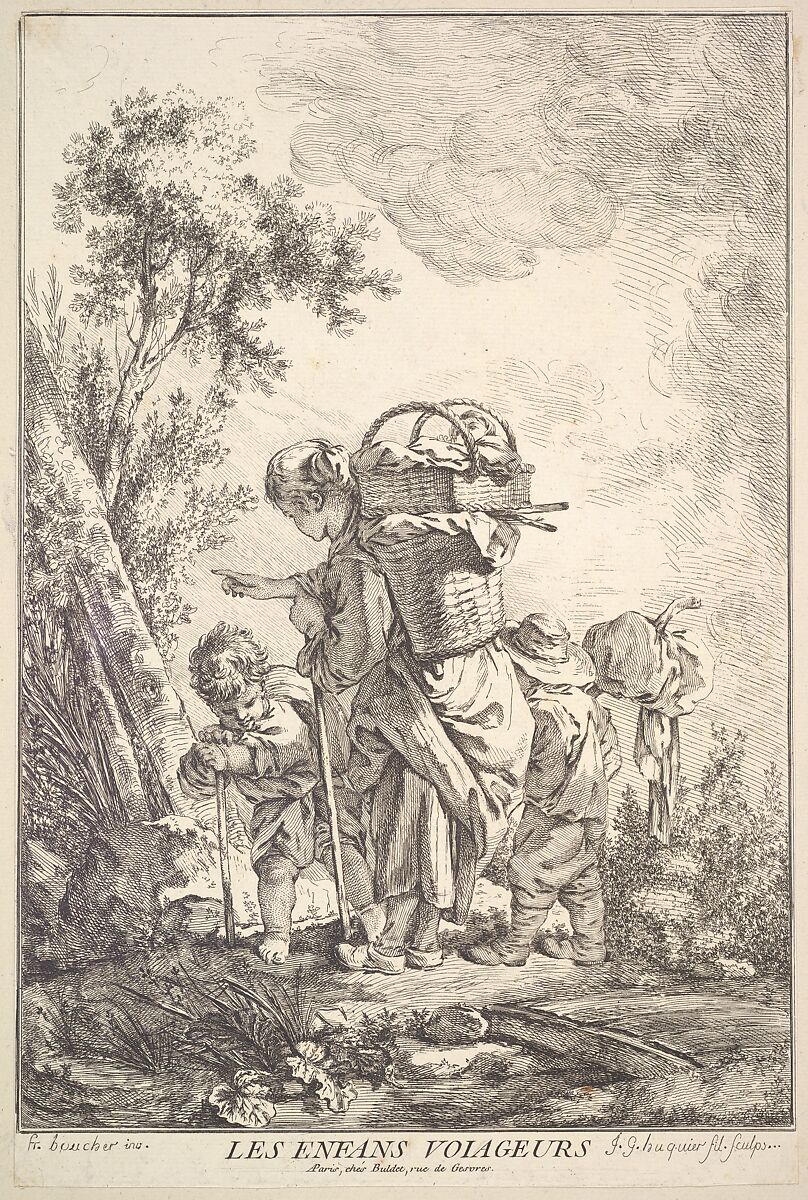 The Traveling Children, Jacques Gabriel Huquier (French, Paris 1730–1805 Shrewsbury), Etching 