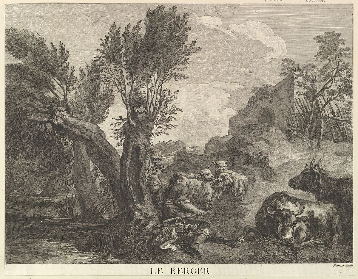 The Shepherd, Jean Pelletier (French, born Paris ca. 1736), Etching and engraving 
