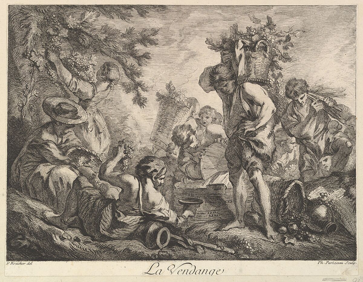 The Grape Harvest, Philippe Louis Parizeau (French, Paris 1740–1801 Paris), Etching and drypoint 