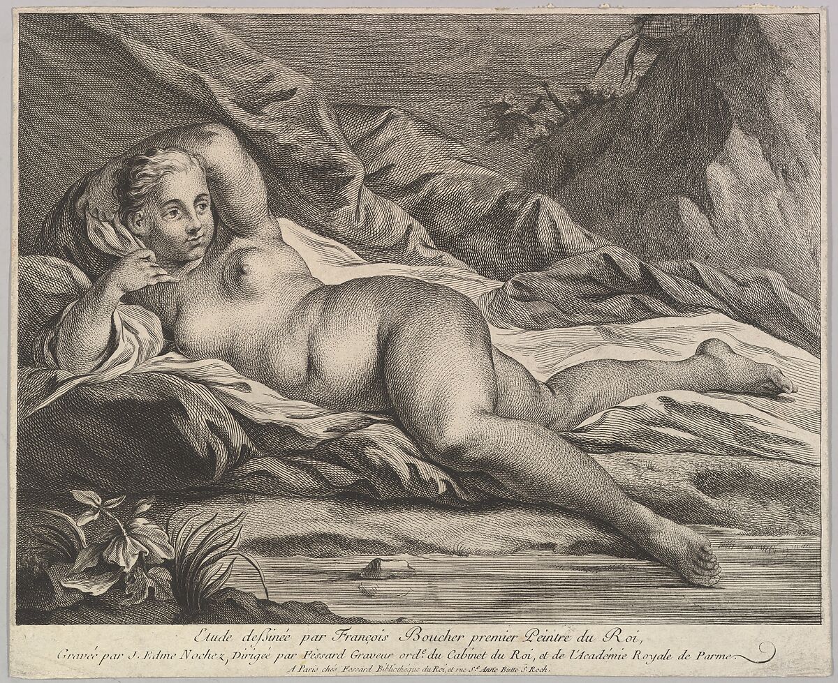 Study of a Reclining Nude, Jean Edme Nochez (French, born Paris, 1736), Etching and Engraving 