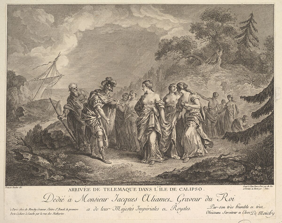 Arrival of Telemachus at the Island of Calypso, Etched by Antoine Jean Duclos (French, Paris 1742–1795 Paris), Etching and Engraving 