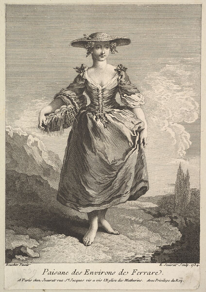 Peasant Woman from Around Ferrara, Edmé Jeaurat (French, Vermenton 1688–1738 Paris), Etching and engraving 